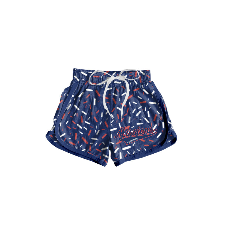 (Custom Design Preorder MOQ 5 Each Item) Team's Missions Prosper Navy Sprinkles Print Summer Bottom Sports Shorts Mom and Me Matching Clothes