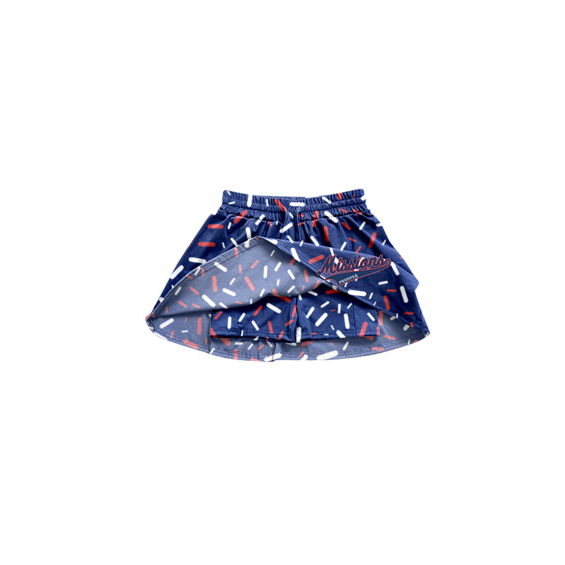 (Custom Design Preorder MOQ 5 Each Item) Team's Missions Prosper Navy Sprinkles Print Summer Bottom Skirts Shorts Mom and Me Matching Clothes