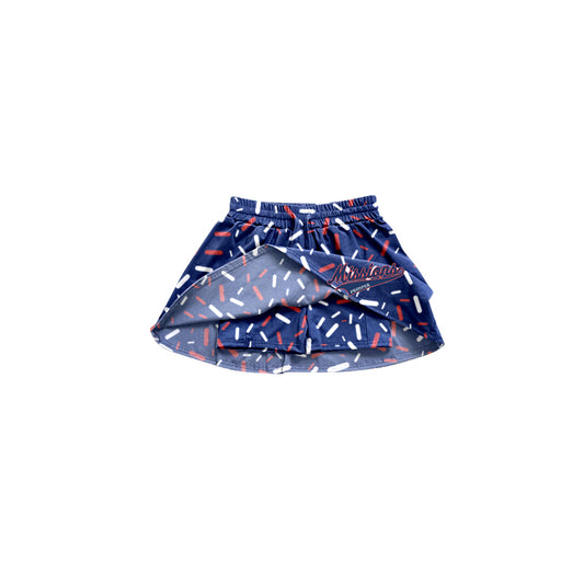 (Custom Design Preorder MOQ 5 Each Item) Team's Missions Prosper Navy Sprinkles Print Summer Bottom Skirts Shorts Mom and Me Matching Clothes
