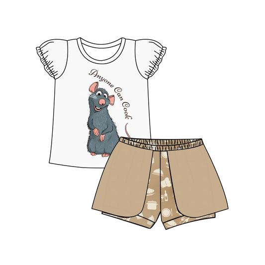 (Custom Design Preorder MOQ 5) Mouse Print Girls Summer Clothes Set