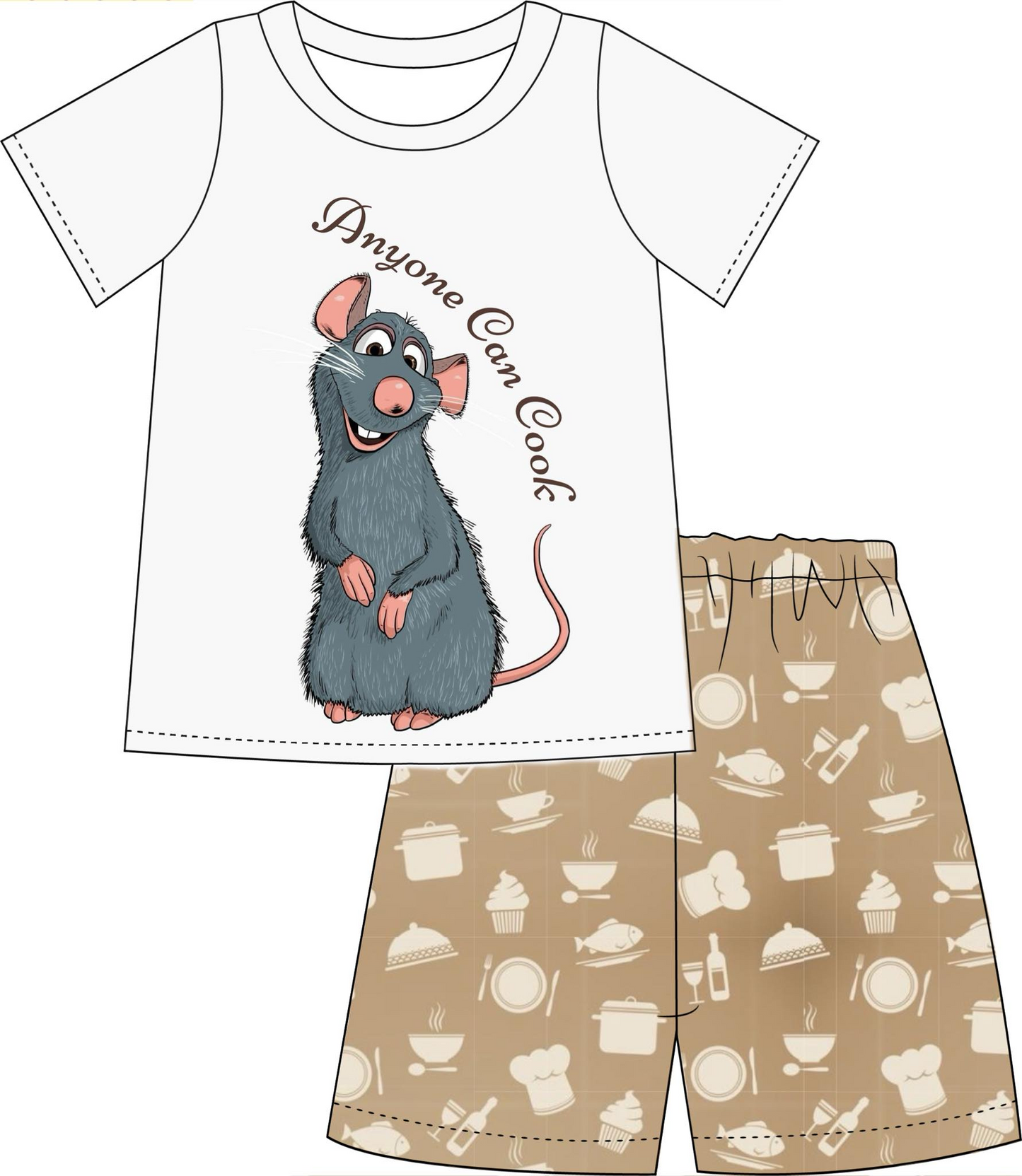 (Custom Design Preorder MOQ 5) Mouse Print Boys Summer Clothes Set