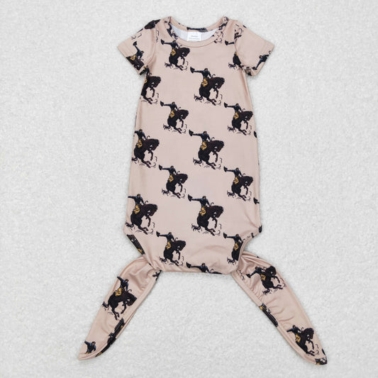 NB0027 Rodeo Print Baby Gown Newborn Western Clothes