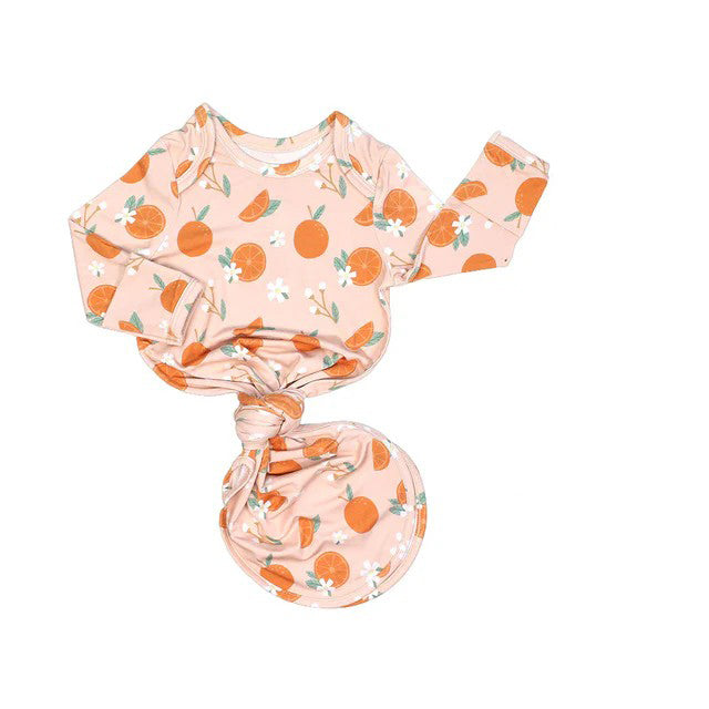 (Pre-order)NB0038 Orange Print Baby Gown Newborn Clothes