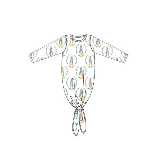 (Pre-order)NB0044 Bunny Print Baby Girls Easter Gown Newborn Clothes