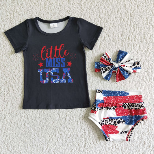 (Promotion)Girls 4th of July bummie set   NC0007