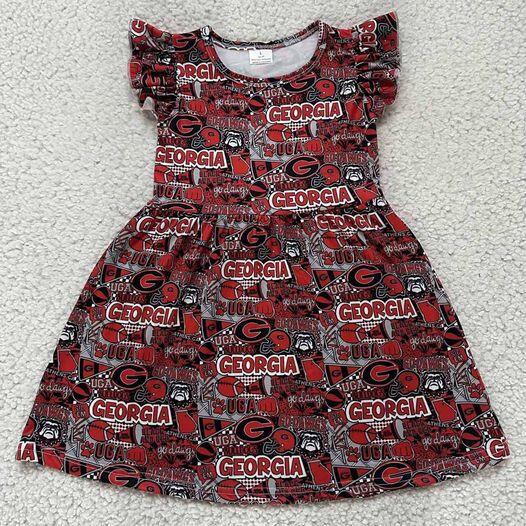 (Custom Design Preorder MOQ 5) Team's Georgia Print Girls Knee Length Summer Dress