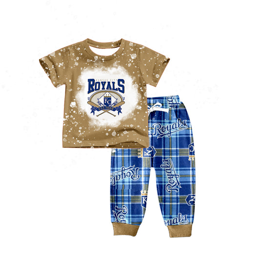 (Custom Design Preorder MOQ 5)NO. (1)  Football Team's Print Boys Clothes Set