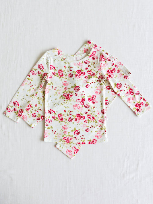 NO.4 (Custom Design Preorder MOQ 5) Flowers Print Girls Pajamas Clothes Set