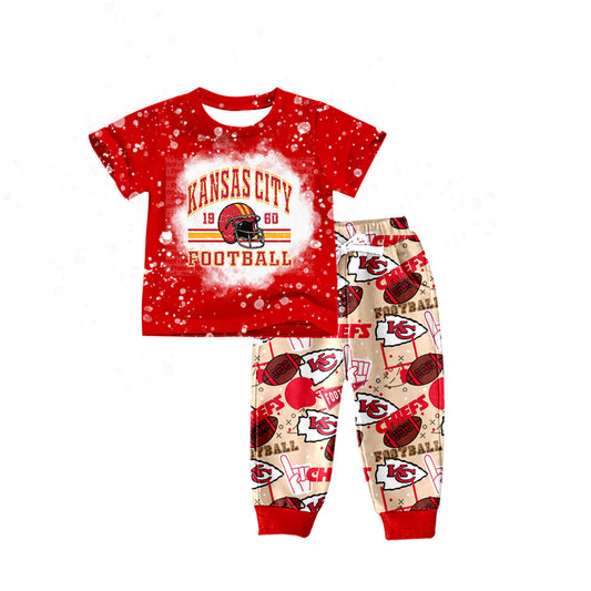 (Custom Design Preorder MOQ 5)NO. (11)  Football Team's Print Boys Clothes Set