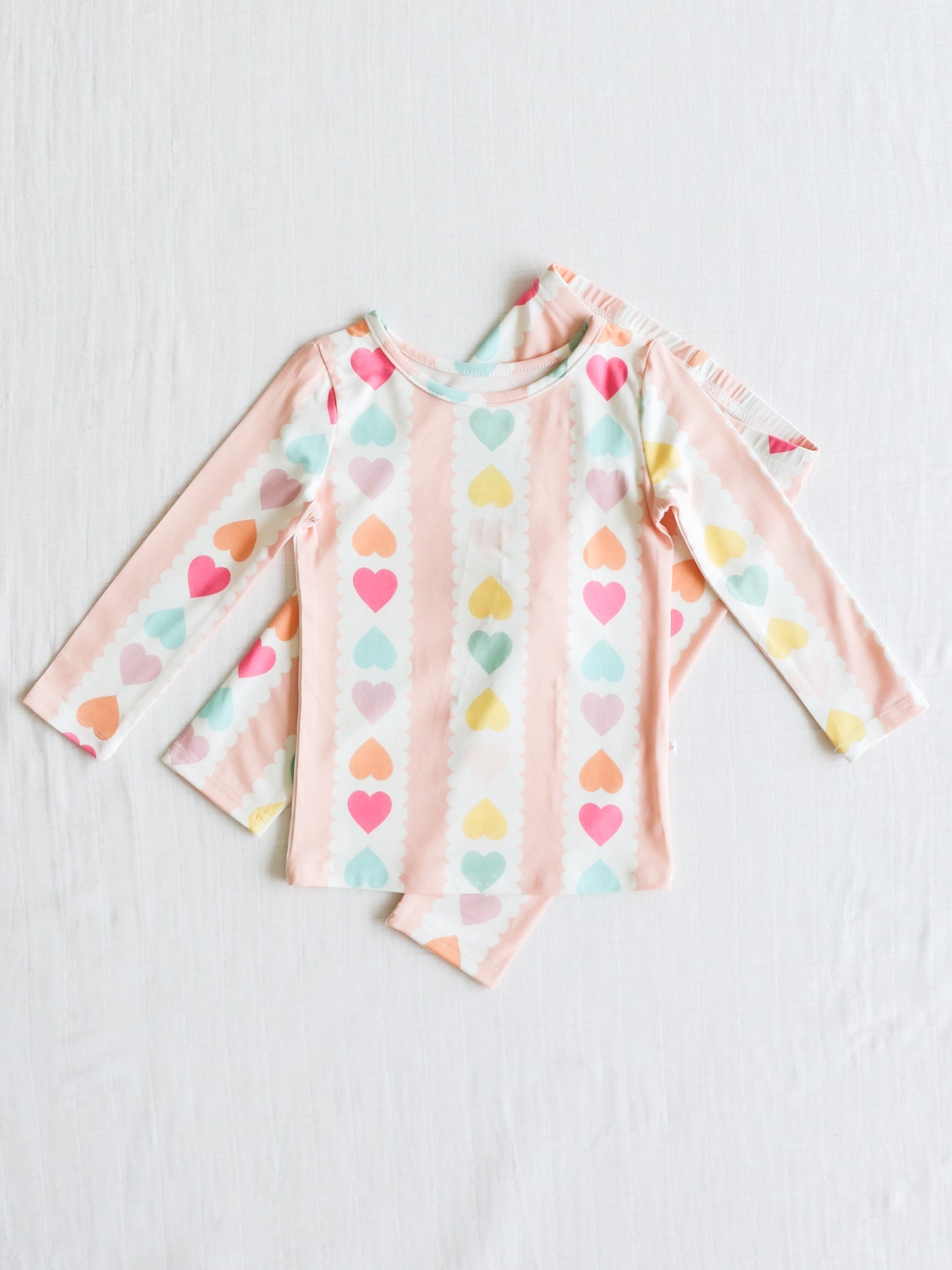 NO.12 (Custom Design Preorder MOQ 5) Colorful Hearts Print Girls Pajamas Clothes Set