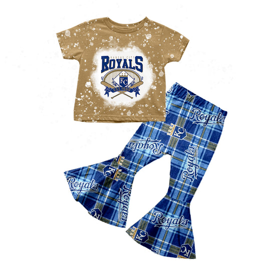 (Custom Design Preorder MOQ 5)NO. (2)  Football Team's Print Girls Bell Pants Clothes Set