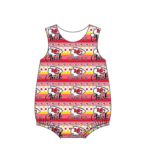 (Custom Design Preorder MOQ 5)NO. (23) Football Team's Print Baby Boys Summer Romper