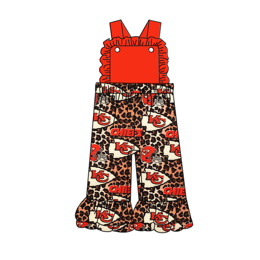 (Custom Design Preorder MOQ 5) NO. (34) Football Team's Print Girls Summer Jumpsuit