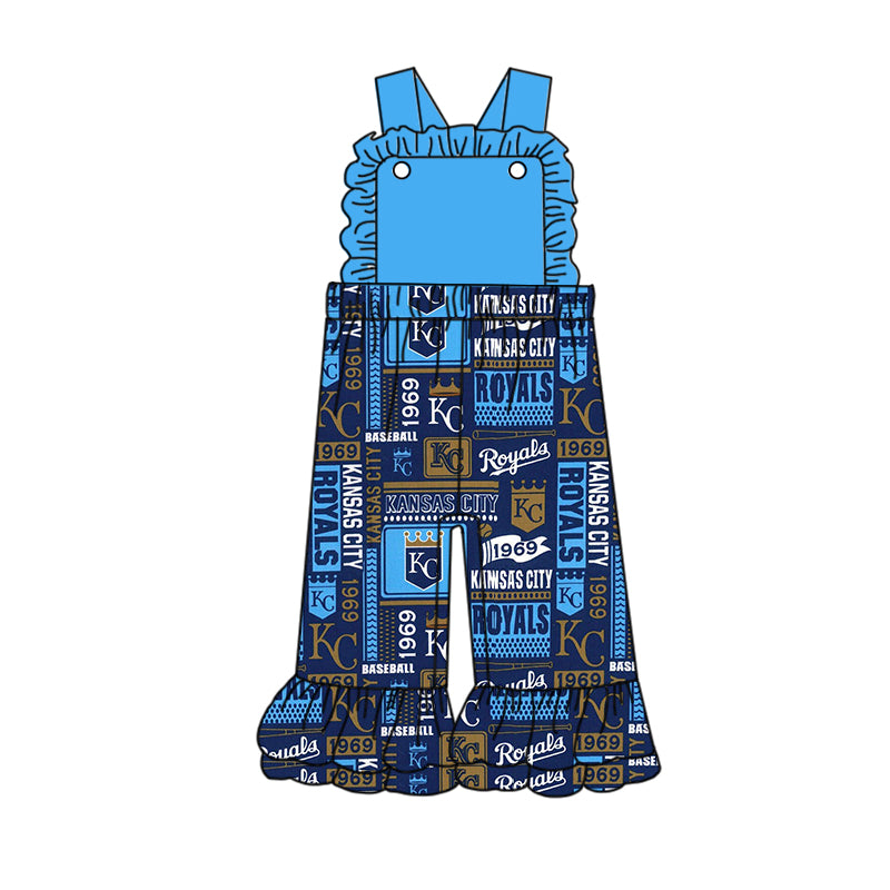 (Custom Design Preorder MOQ 5) NO. (39) Football Team's Print Girls Summer Jumpsuit