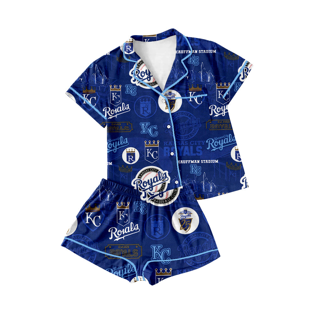 (Custom Design Preorder MOQ 5)NO. (44)  Football Team's Print Kids Summer Pajamas Clothes Set