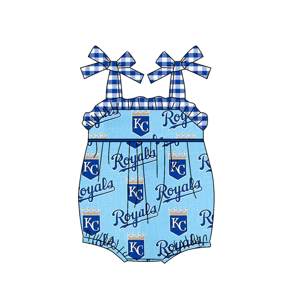 (Custom Design Preorder MOQ 5)NO. (47) Football Team's Print Baby Girls Summer Romper