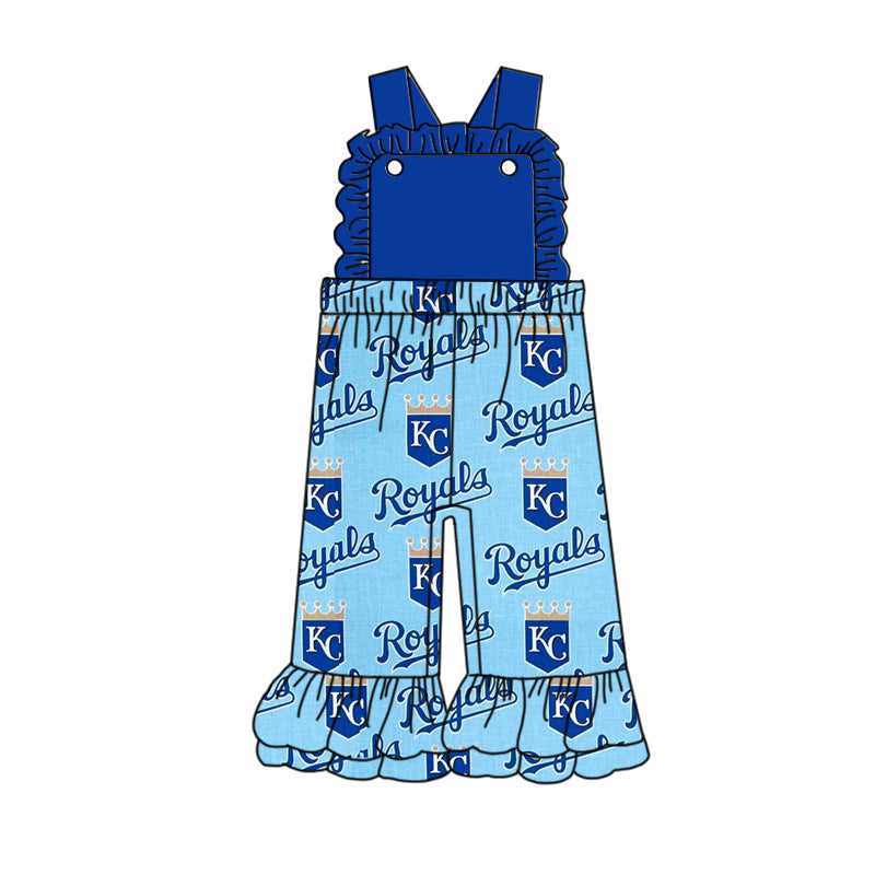 (Custom Design Preorder MOQ 5) NO. (52) Football Team's Print Girls Summer Jumpsuit