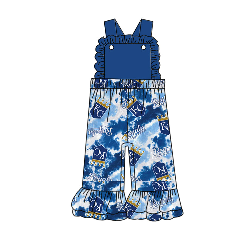 (Custom Design Preorder MOQ 5) NO. (56) Football Team's Print Girls Summer Jumpsuit