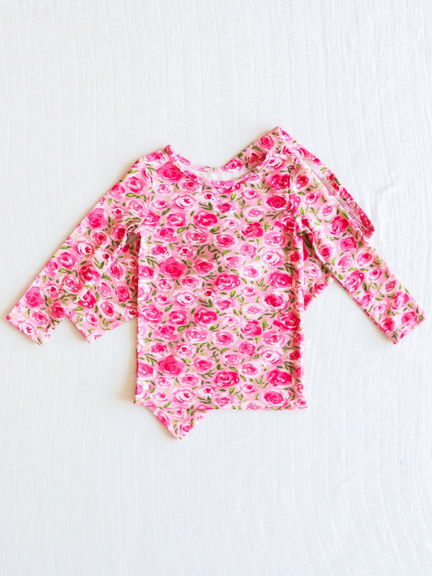 NO.7 (Custom Design Preorder MOQ 5) Hot Pink Flowers Print Girls Pajamas Clothes Set