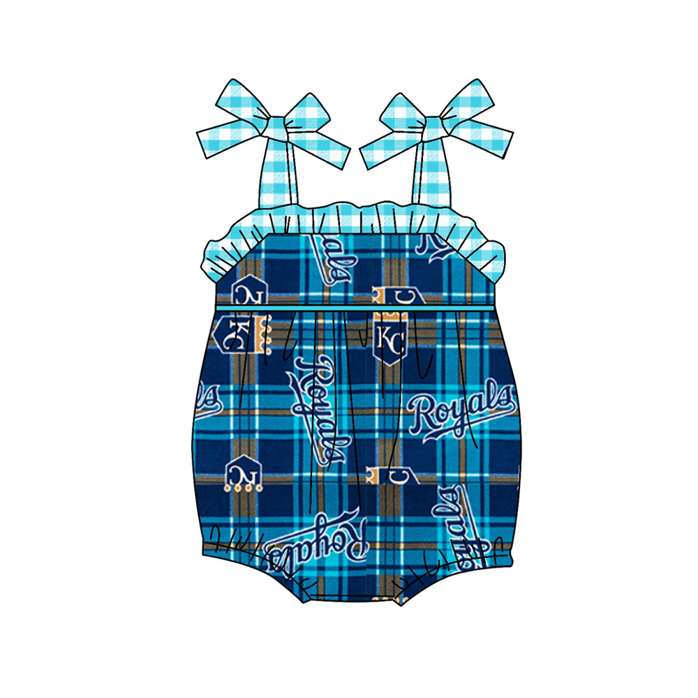 (Custom Design Preorder MOQ 5)NO. (64) Football Team's Print Baby Girls Summer Romper