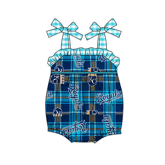 (Custom Design Preorder MOQ 5)NO. (64) Football Team's Print Baby Girls Summer Romper