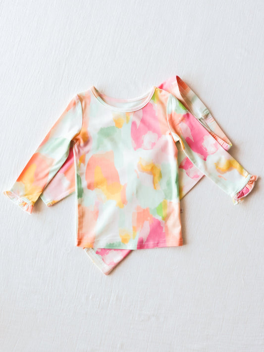 NO.5 (Custom Design Preorder MOQ 5) Tie-dye Print Girls Pajamas Clothes Set