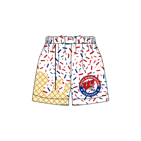 (Custom Design Preorder MOQ 5) Team's White SENATORS Sprinkles Kids Bottom Shorts