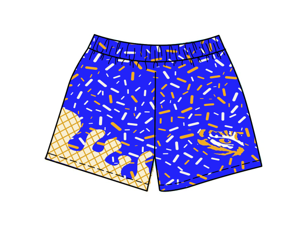 (Custom Design Preorder MOQ 5) Team's Blue Tiger Sprinkles Adult Bottom Shorts