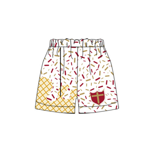 (Custom Design Preorder MOQ 5) Team's White Shield Sprinkles Kids Bottom Shorts