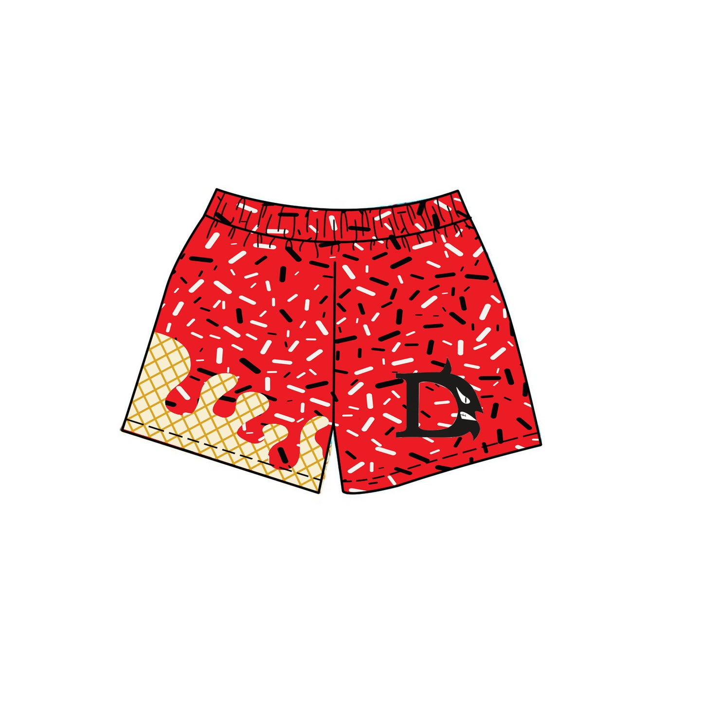 (Custom Design Preorder MOQ 5) Team's Red D Sprinkles Kids Bottom Shorts
