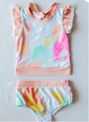 NO.3 (Custom Design Preorder MOQ 5)  Tie-dye Print Girls 2 Pieces Swimsuits