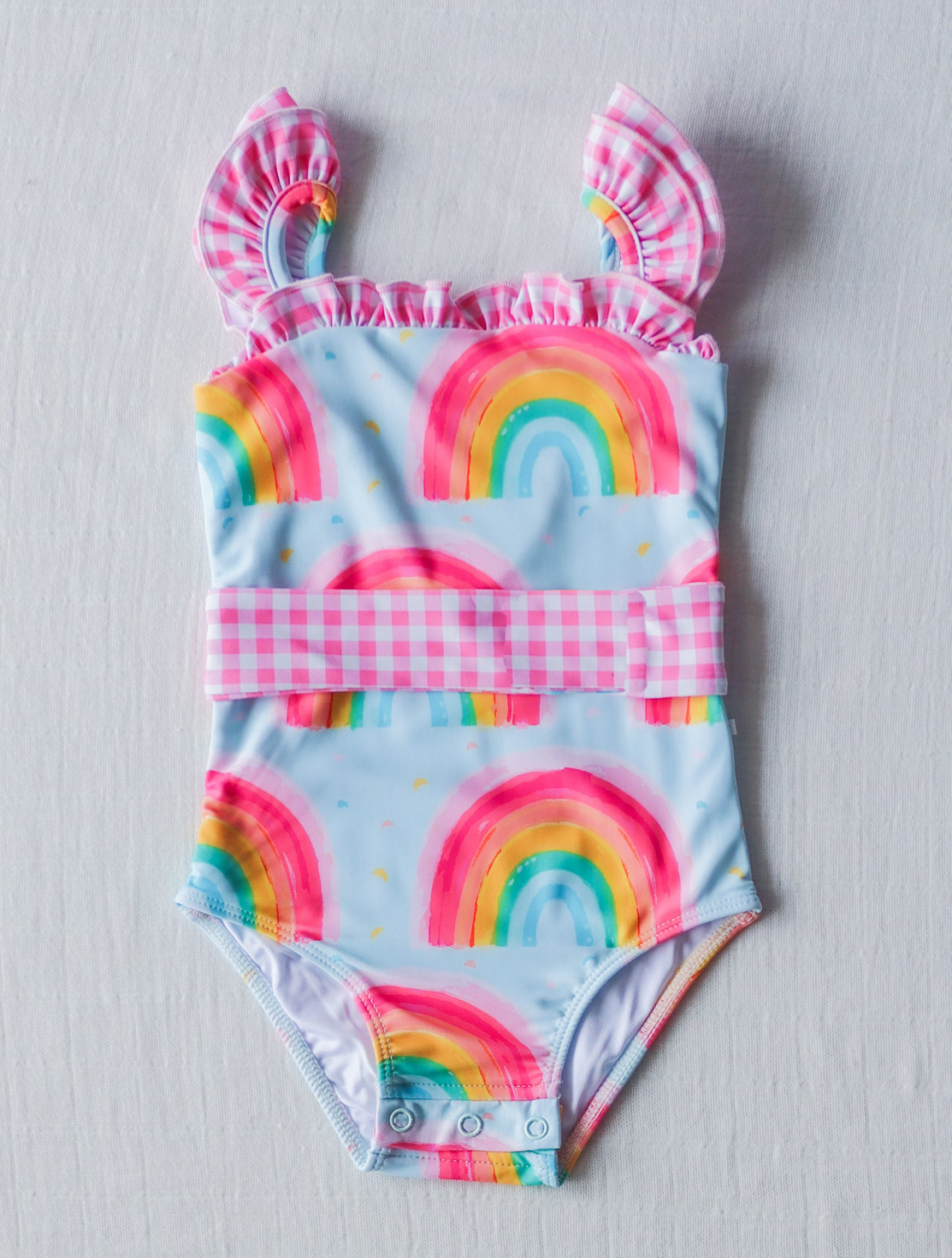 NO.4 (Custom Design Preorder MOQ 5)  Rainbow Print Girls 1 Piece Swimsuits