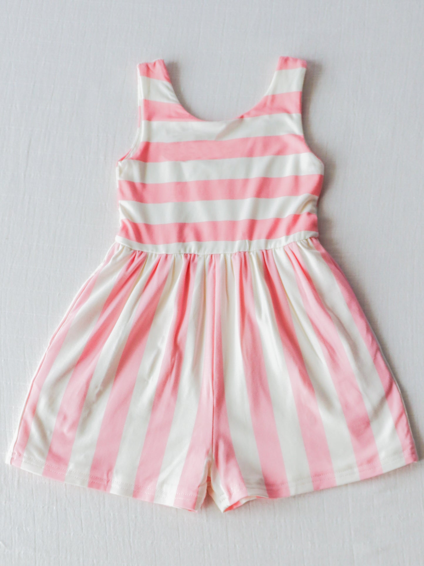 NO.4 (Custom Design Preorder MOQ 5)  Pink Stripes Print Girls Summer Jumpsuits