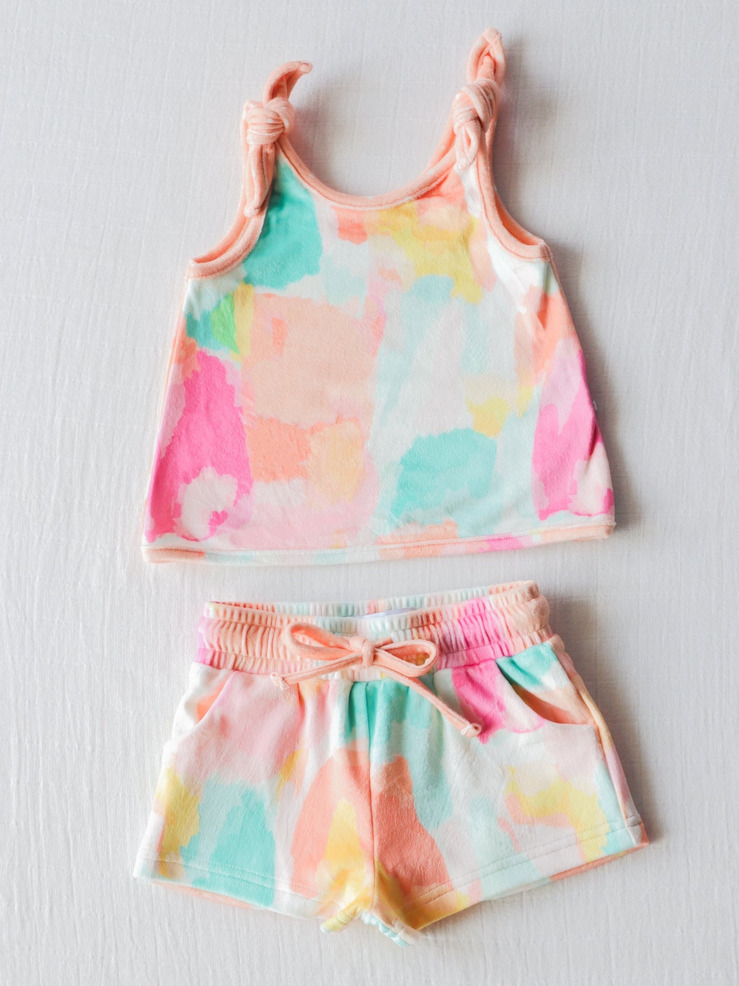 NO.5 (Custom Design Preorder MOQ 5)  Tie-dye Print Girls Summer Clothes Set