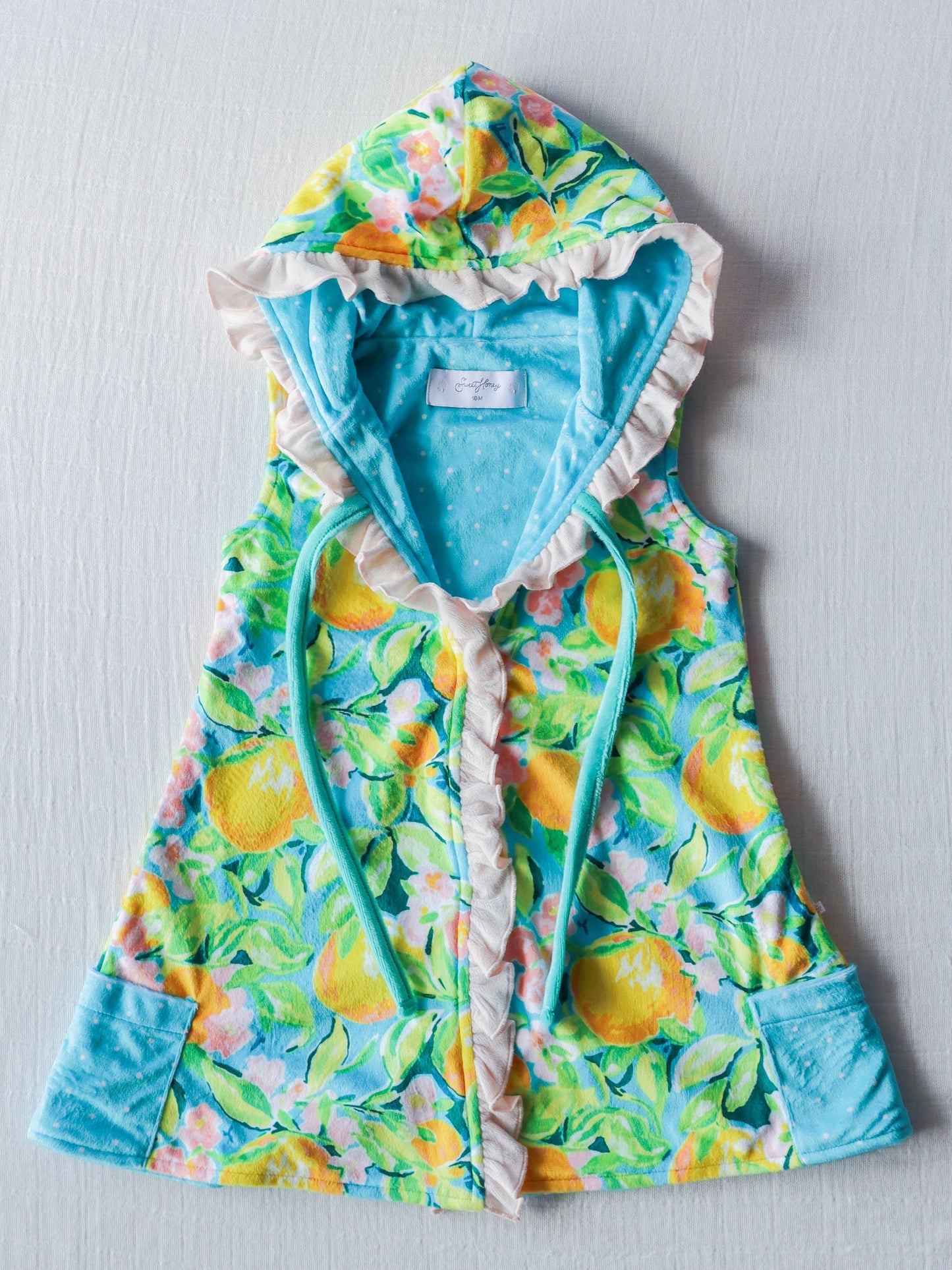 NO.6 (Custom Design Preorder MOQ 5)  Orange Print Girls Hooded Swimming Coverup