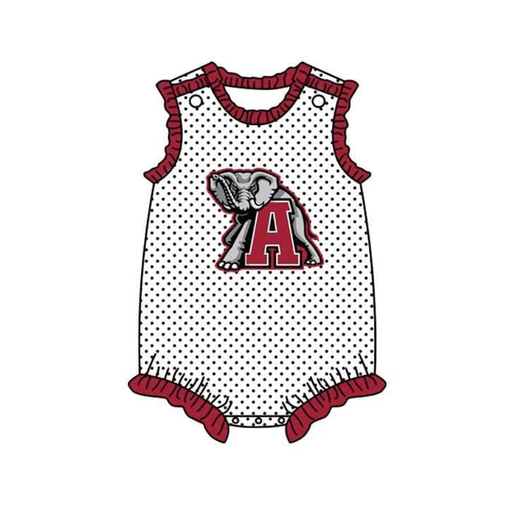 (Custom Design Preorder MOQ 5) Baby Girls Dots Alabama Football Team's Print Infant Romper