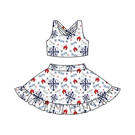 (Custom Design Preorder MOQ 5) Team's PROMPT SUCCOR OLPS Print Girls Summer Skirts Clothes Set