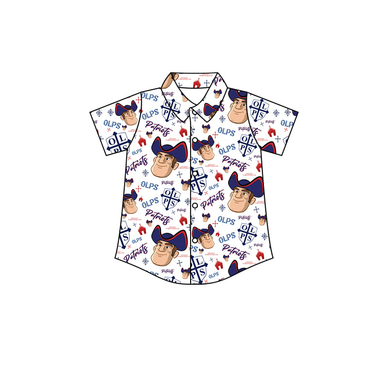 (Custom Design Preorder MOQ 5 ) Team's Patriots OLPS Print Boys Summer Tee Shirts Top