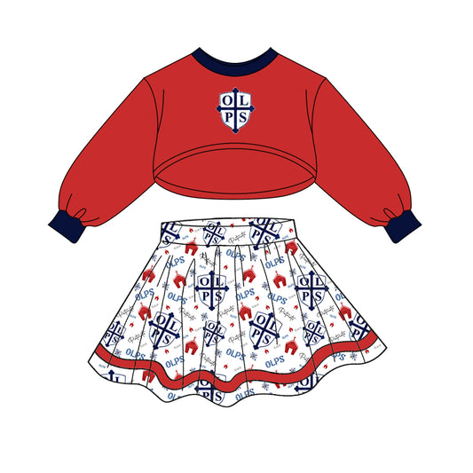 (Custom Design Preorder MOQ 5) Team's PROMPT SUCCOR OLPS Long Sleeve Top Skirts Girls Clothes Set