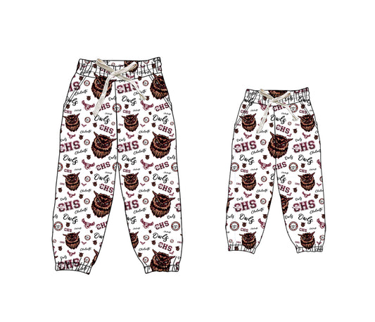 (Custom Design Preorder MOQ 5) Team's Chalmette OWLS Print Kids Joggers Bottom Pants