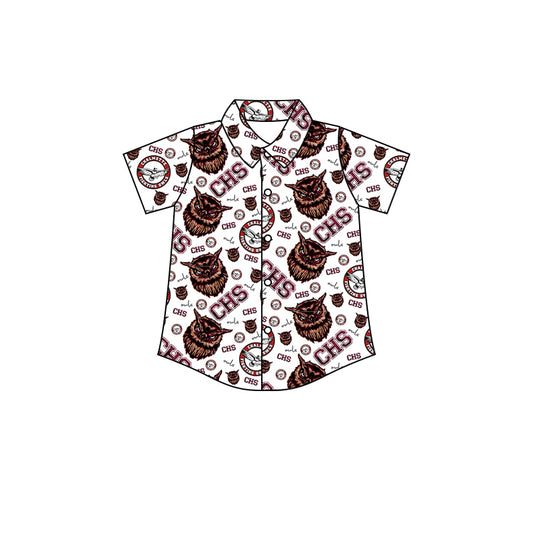 (Custom Design Preorder MOQ 5 ) Team's CHALMETTE OWLS Print Boys Summer Tee Shirts Top