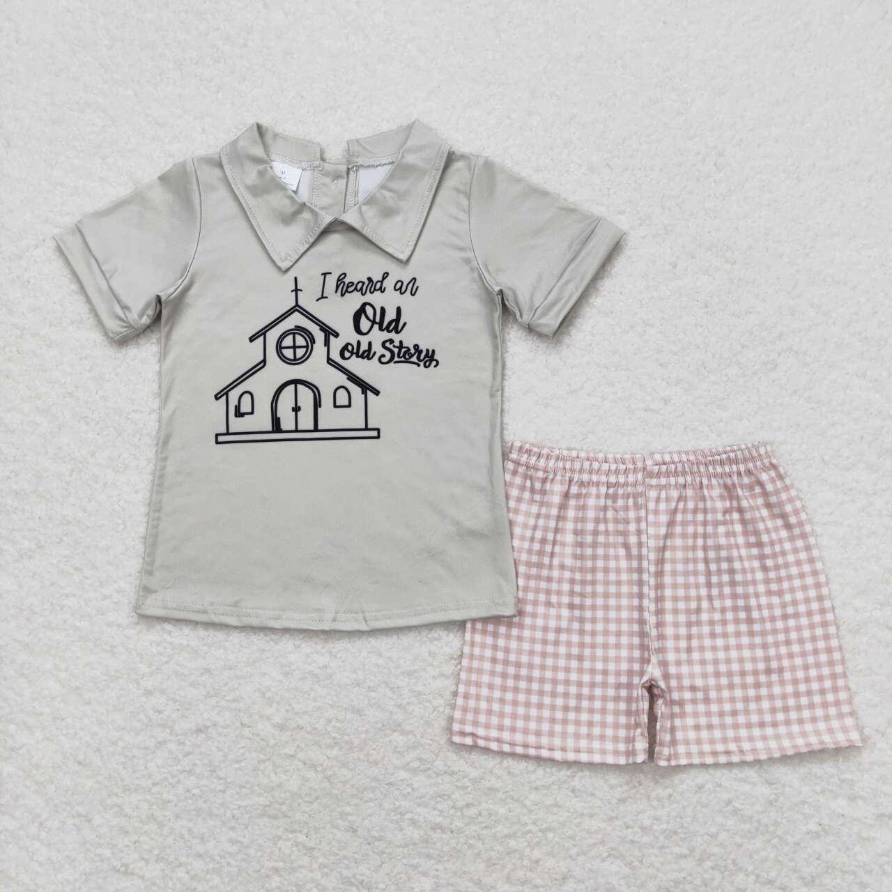 Old Story Tunic Top Plaid Shorts Sibling Summer Matching Clothes Set