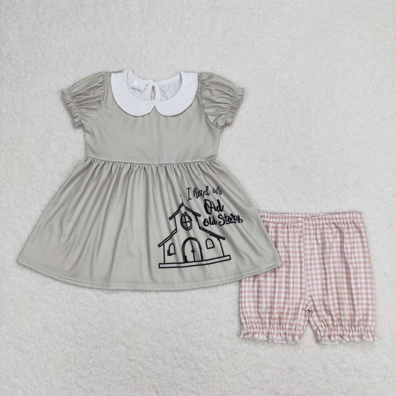 Old Story Tunic Top Plaid Shorts Sibling Summer Matching Clothes Set