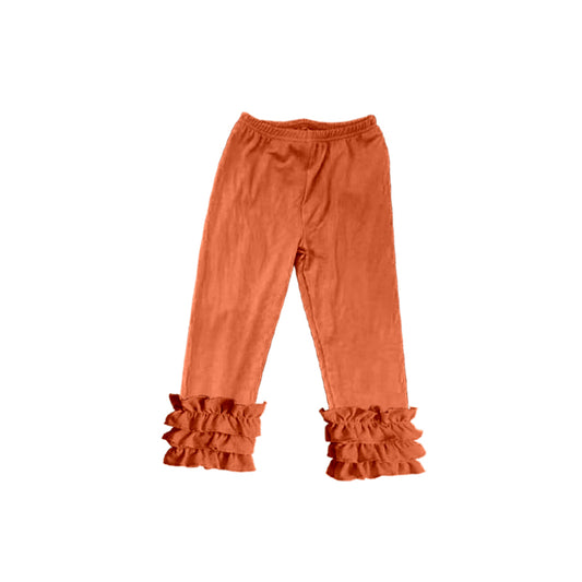 (Custom Design MOQ 5) Orange Girls Icing Ruffles Legging Pants