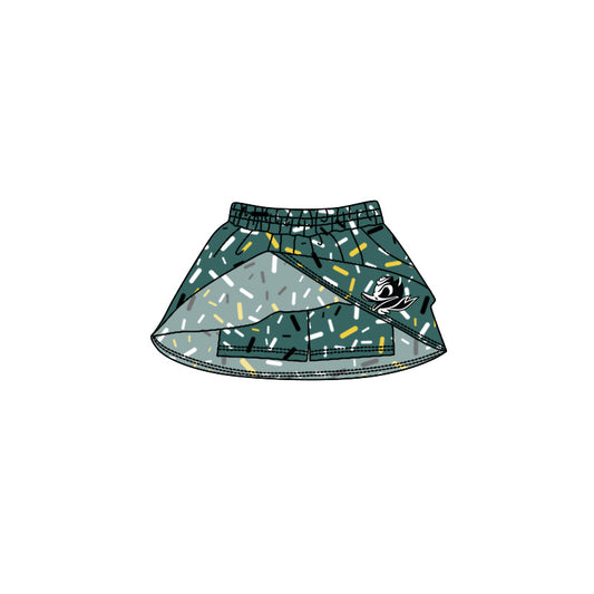 (Custom Design Preorder MOQ 5 Each Item) Team's Oregon Duck Green Sprinkles Print Summer Bottom Skirts Shorts Mom and Me Matching Clothes