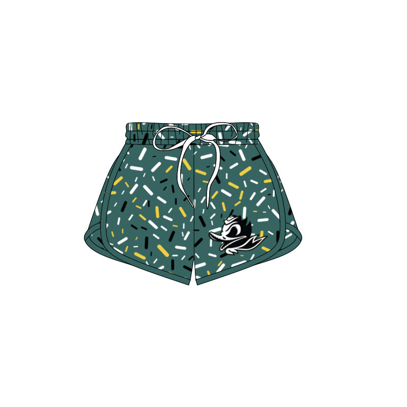 (Custom Design Preorder MOQ 5 Each Item) Team's Oregon Duck Green Sprinkles Print Summer Bottom Sports Shorts Mom and Me Matching Clothes