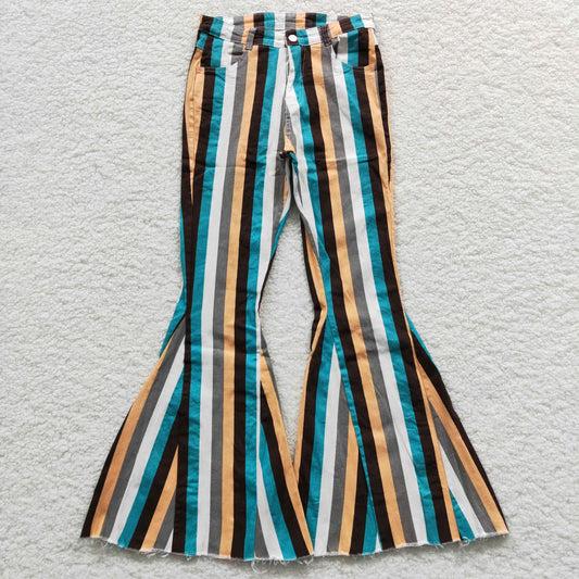 Adult blue stripes danim bell bottom jeans    P0009