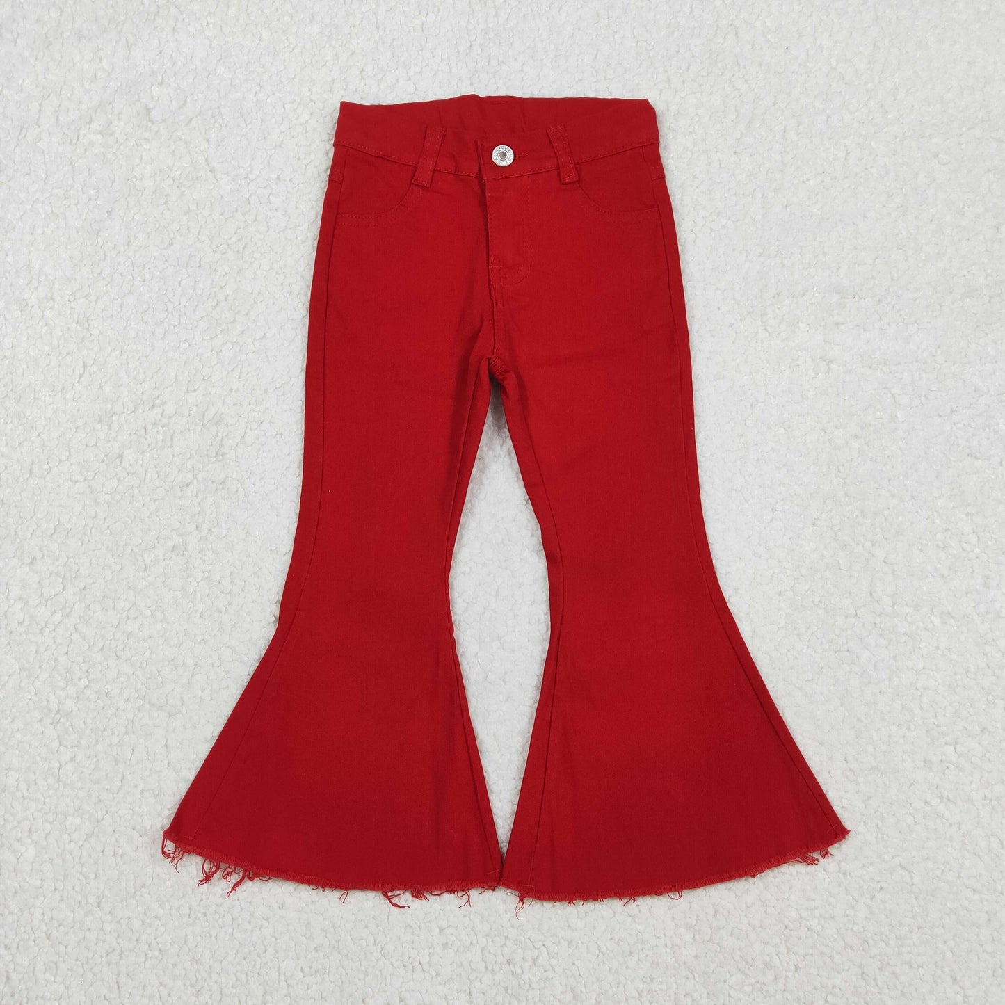 P0083 Red Denim Bell Bottom Jeans Girls Pants