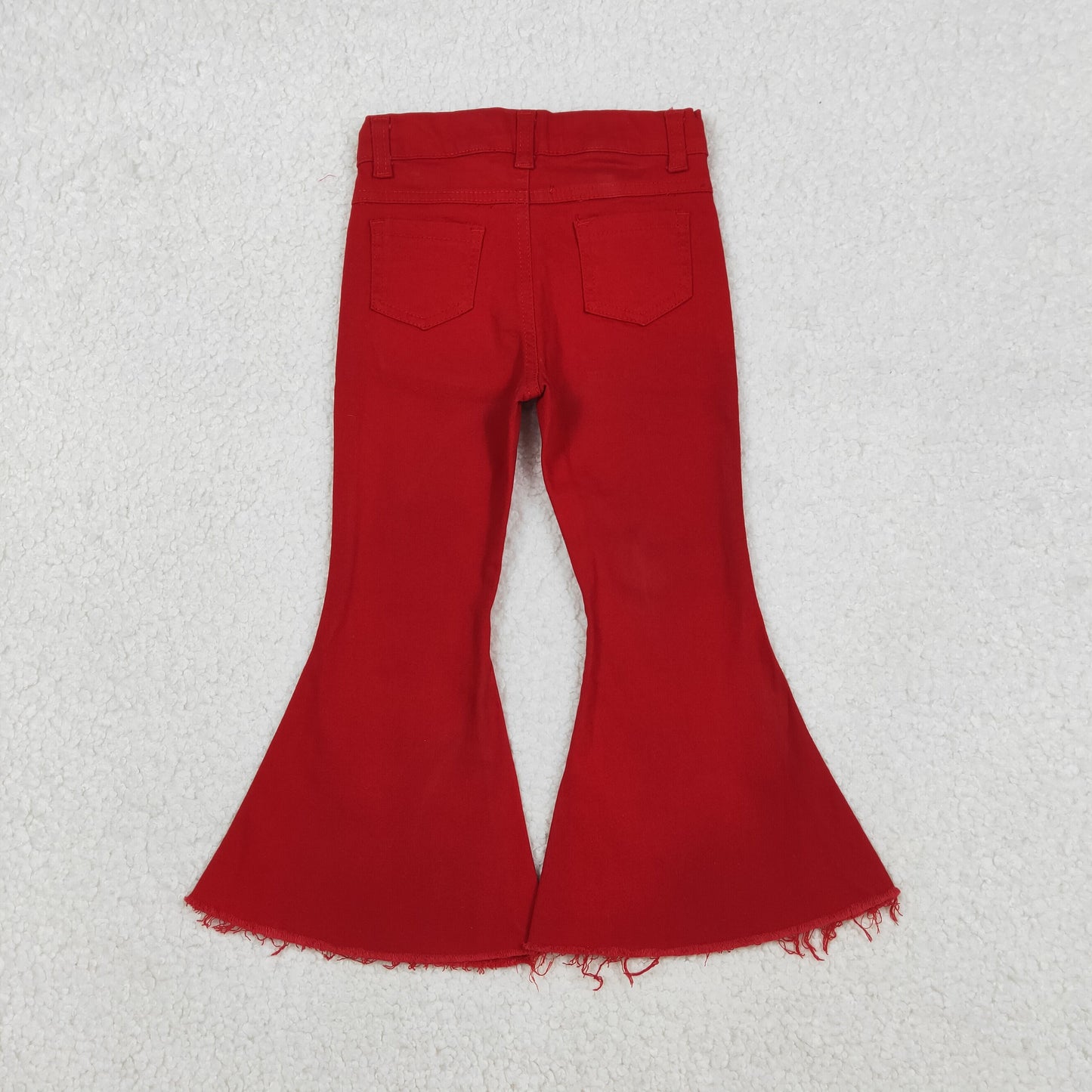 P0083 Red Denim Bell Bottom Jeans Girls Pants