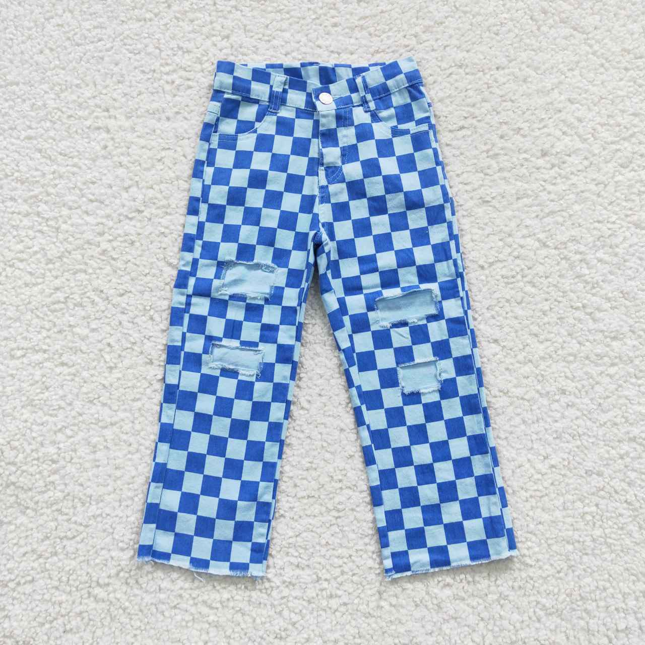 7 Colors Plaid Denim Jeans Kids Matching Pants Sibling Wear